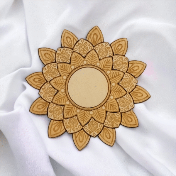 Träunderlägg mandala – Set med 4 handgjorda boho-underlägg - Image 4