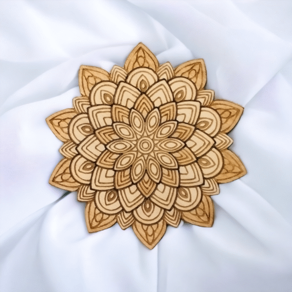 Träunderlägg mandala – Set med 4 handgjorda boho-underlägg - Image 5
