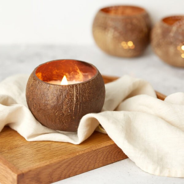 Doftljus i kokosnötsskal med citrus och lime