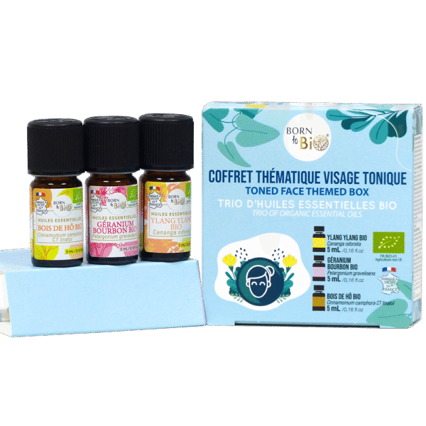 Set med eteriska oljor för ansiktet – Ylang ylang, Geranium, Bois de Hô