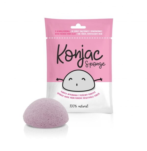 Konjac ansiktssvamp med rosa lera för känslig hud