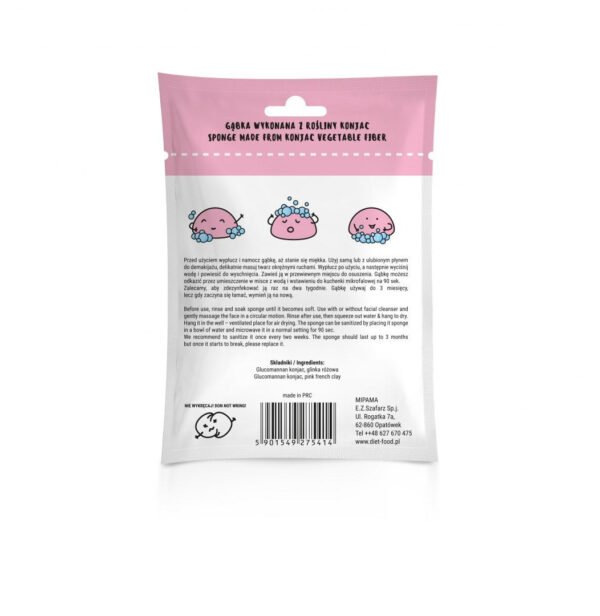Konjac svamp med rosa lera – För känslig och trött hud - Image 2