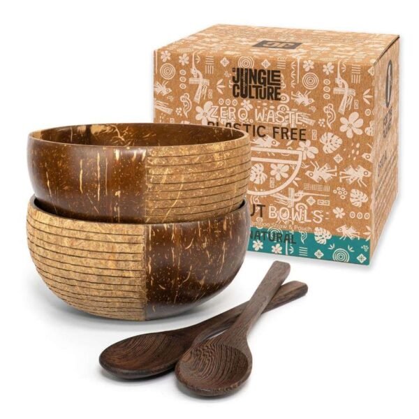 Kokosskål set med skedar (2-pack) – Hållbart & handgjort - Image 6