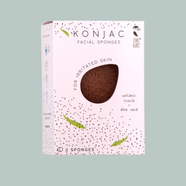Konjacsvamp för känslig hud i 2-pack med aloe vera och vulkanisk scoria