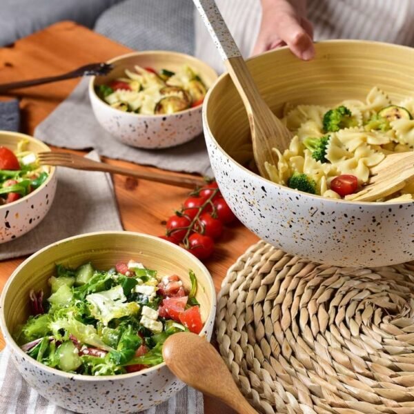 Bambubestick sallad set – Serveringsset - Image 3