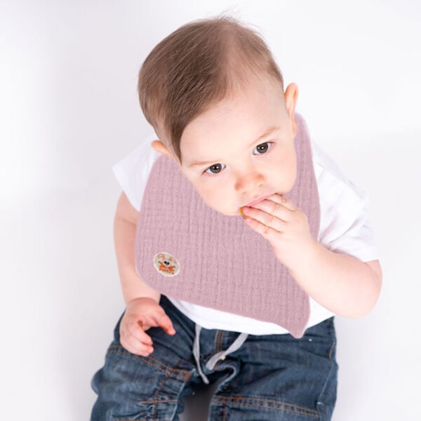 Ekologisk haklapp för baby – rosa, mjuk & absorberande - Image 3